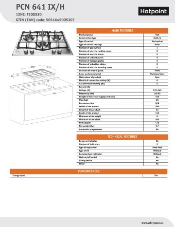 hotpoint pcn 641 ix h gas hob manual